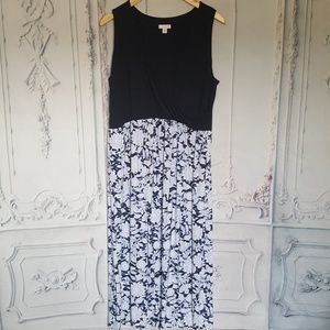 J.Jill Sleeveless Blue Printed Dress Large Petite